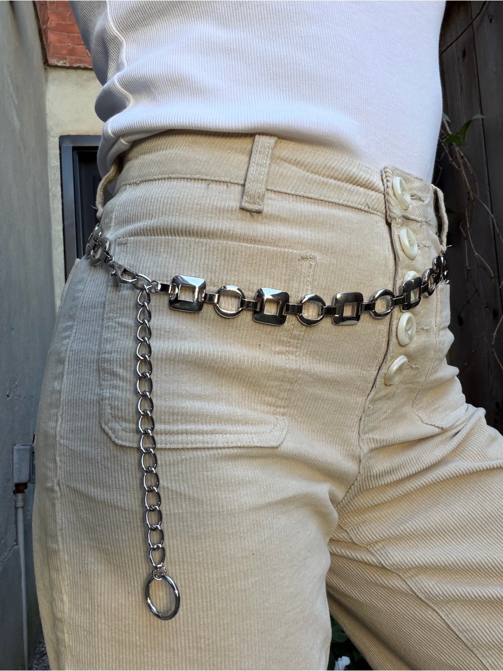 Vintage Y2K silver chain belt - large/xl